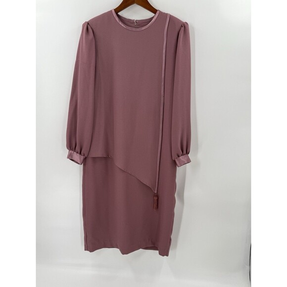 Vintage Florentine Mauve Pink Figure Flattering Dress Made in Canada Size 14 - Picture 1 of 11